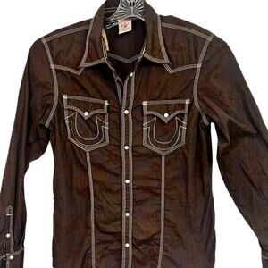 Vintage Western Snap Shirt XXL – Brown Camo Floral – Contrast Stitching  Raw Hem